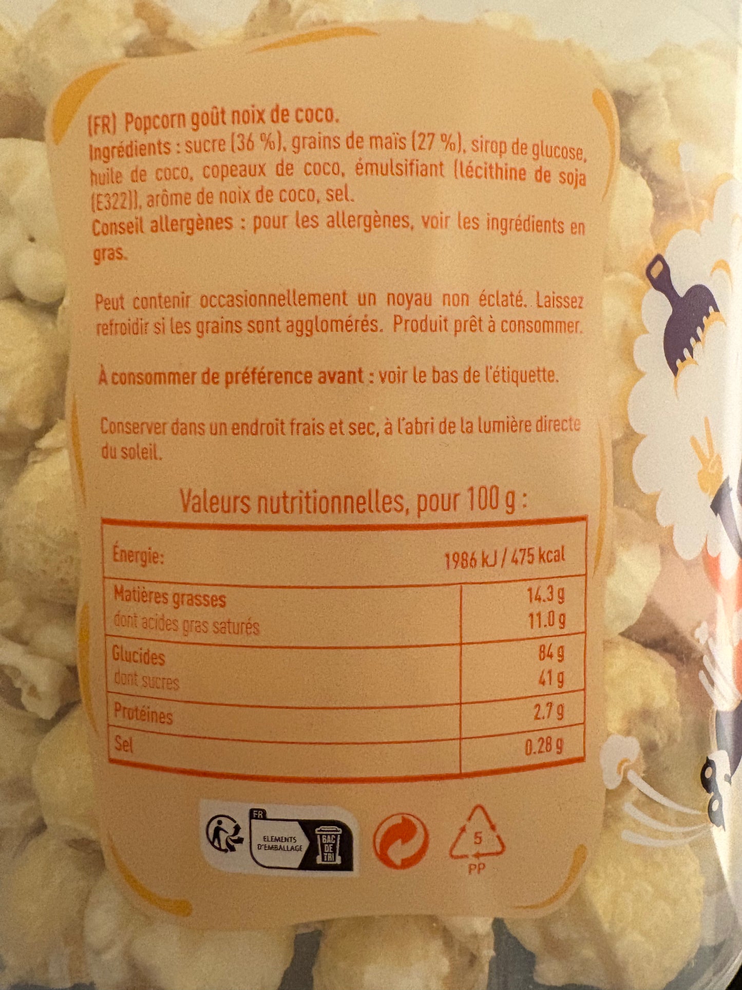 H. Popcorn Noix de Coco (Pot 160g)