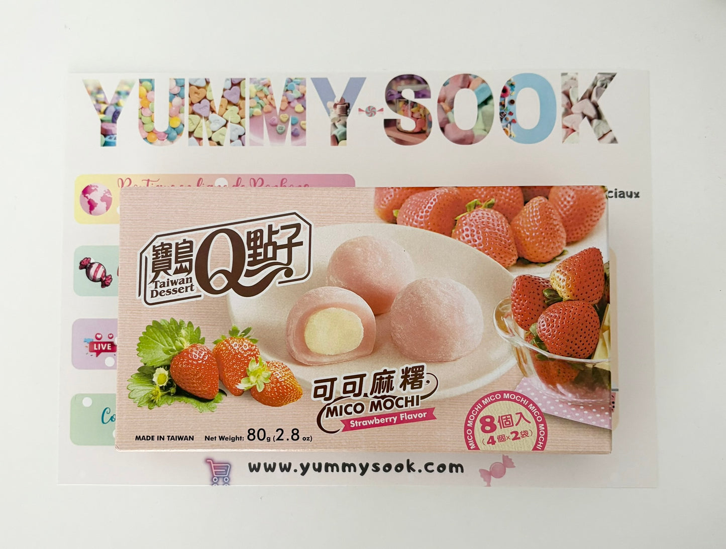 H. Mini Mochi Fraise - Boite de 80g (de Taiwan)